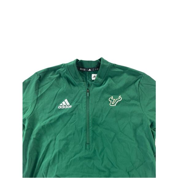 Adidas Green Athletic Short Sleeve Quarter Zip T-Shirt Men's Size Large - Picture 3 of 8